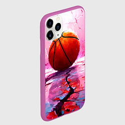 Чехол iPhone 11 Pro матовый Баскетбольный мяч у розовой стены, цвет: 3D-фиолетовый — фото 2