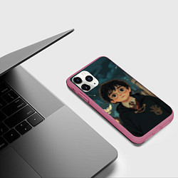 Чехол iPhone 11 Pro матовый Гарри Поттер и замки, цвет: 3D-малиновый — фото 2