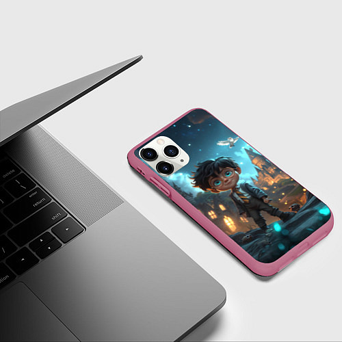 Чехол iPhone 11 Pro матовый Гарри Поттер арт / 3D-Малиновый – фото 3