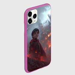 Чехол iPhone 11 Pro матовый Гарри Поттер горящий замок, цвет: 3D-фиолетовый — фото 2