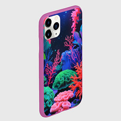 Чехол iPhone 11 Pro матовый Подводный мир с кораллами, цвет: 3D-фиолетовый — фото 2