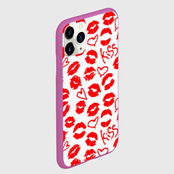 Чехол iPhone 11 Pro матовый Губы и сердца, цвет: 3D-фиолетовый — фото 2