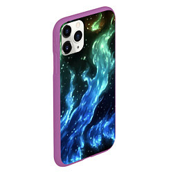 Чехол iPhone 11 Pro матовый Сине-зеленые языки пламени, цвет: 3D-фиолетовый — фото 2