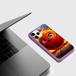 Чехол iPhone 11 Pro матовый Веселый баскетбольный мяч, цвет: 3D-фиолетовый — фото 2