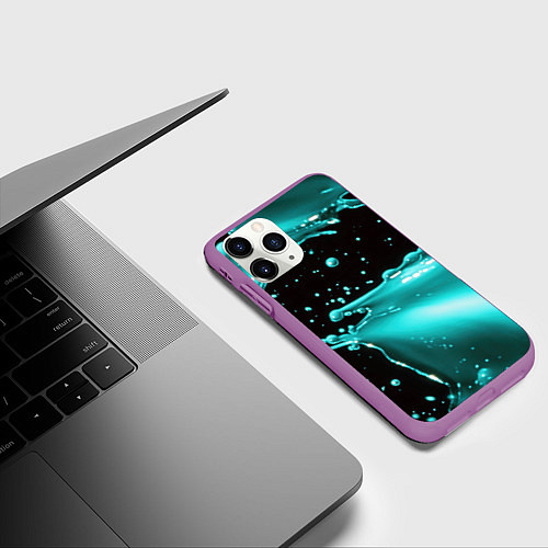 Чехол iPhone 11 Pro матовый Разрыв голубой краски / 3D-Фиолетовый – фото 3