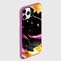 Чехол iPhone 11 Pro матовый Мазки краски на черном, цвет: 3D-фиолетовый — фото 2