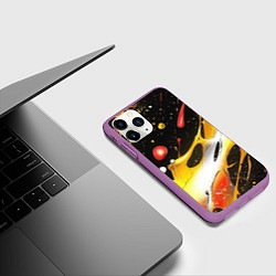 Чехол iPhone 11 Pro матовый Текстура краска, цвет: 3D-фиолетовый — фото 2