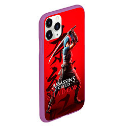 Чехол iPhone 11 Pro матовый Assassins Creed Shadows - Shinobi Naoe, цвет: 3D-фиолетовый — фото 2