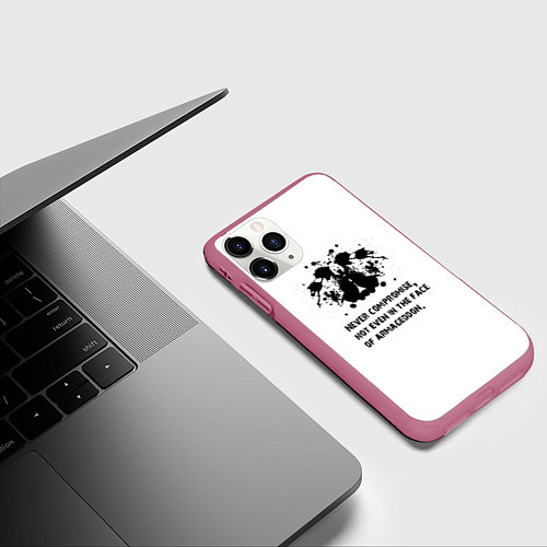 Чехол iPhone 11 Pro матовый Роршах / 3D-Малиновый – фото 3
