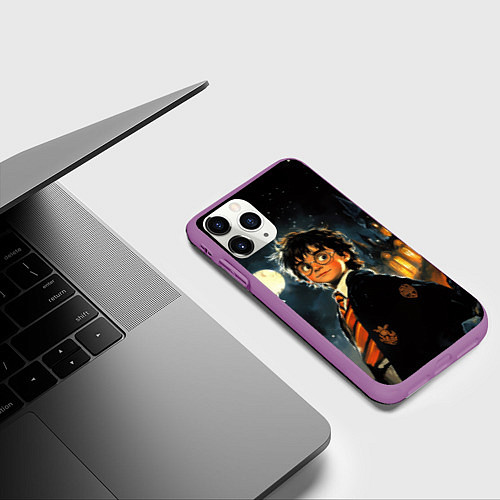 Чехол iPhone 11 Pro матовый Гарри Поттер глубокая ночь / 3D-Фиолетовый – фото 3