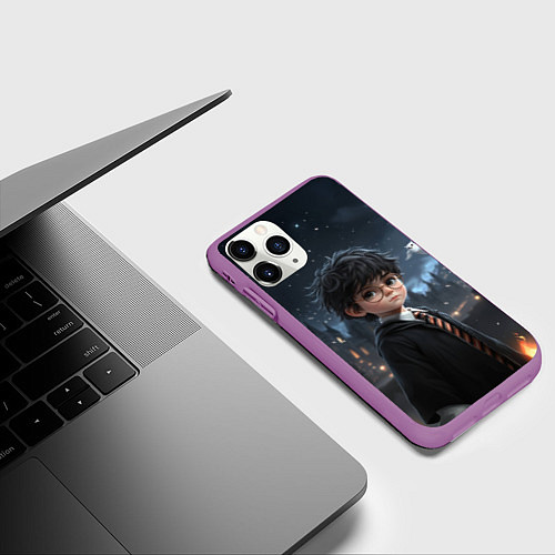 Чехол iPhone 11 Pro матовый Серьезный Гарри Поттер / 3D-Фиолетовый – фото 3