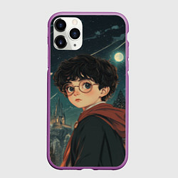 Чехол iPhone 11 Pro матовый Гарри Поттер и ночной город, цвет: 3D-фиолетовый
