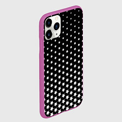 Чехол iPhone 11 Pro матовый Градиент белых звезд на черном, цвет: 3D-фиолетовый — фото 2