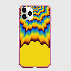Чехол iPhone 11 Pro матовый Узоры на желтом, цвет: 3D-малиновый