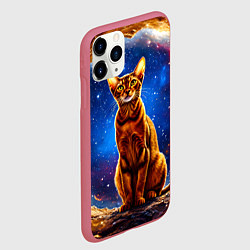 Чехол iPhone 11 Pro матовый Абиссинская кошка в космосе, цвет: 3D-малиновый — фото 2