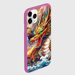 Чехол iPhone 11 Pro матовый Dragon tattoo - irezumi, цвет: 3D-фиолетовый — фото 2