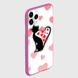 Чехол iPhone 11 Pro матовый Влюбленная кошка, цвет: 3D-фиолетовый — фото 2