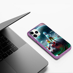 Чехол iPhone 11 Pro матовый Рик и Морти сидят на бегемоте - нейроарт фантазия, цвет: 3D-фиолетовый — фото 2