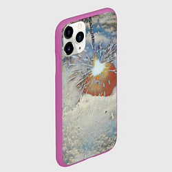 Чехол iPhone 11 Pro матовый Искрящийся мандарин на снегу, цвет: 3D-фиолетовый — фото 2