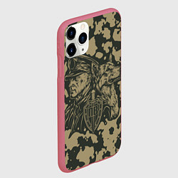 Чехол iPhone 11 Pro матовый Пограничник с собакой, цвет: 3D-малиновый — фото 2