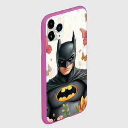 Чехол iPhone 11 Pro матовый Бэтмен бабочки и цветы, цвет: 3D-фиолетовый — фото 2