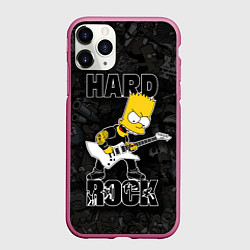 Чехол iPhone 11 Pro матовый Hard Rock барт симпсон, цвет: 3D-малиновый
