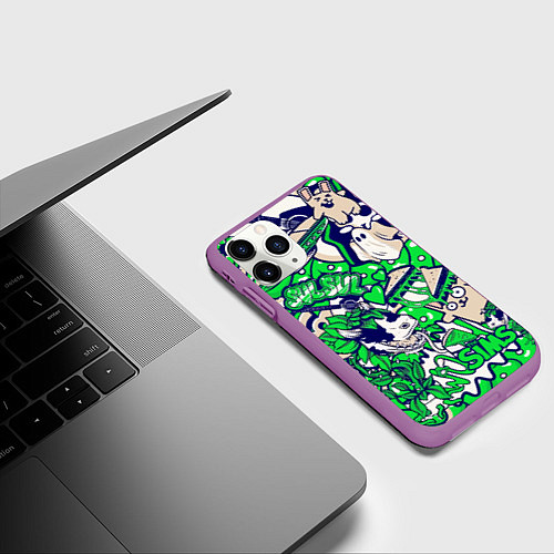 Чехол iPhone 11 Pro матовый The Sims стикеры / 3D-Фиолетовый – фото 3