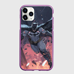 Чехол iPhone 11 Pro матовый Полет Бэтмена, цвет: 3D-фиолетовый