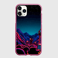 Чехол iPhone 11 Pro матовый Psychedelic music art, цвет: 3D-малиновый
