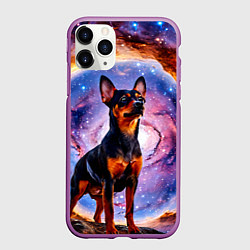 Чехол iPhone 11 Pro матовый Пинчер в космосе, цвет: 3D-фиолетовый