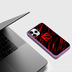 Чехол iPhone 11 Pro матовый Dota 2 - красные потертости, цвет: 3D-фиолетовый — фото 2