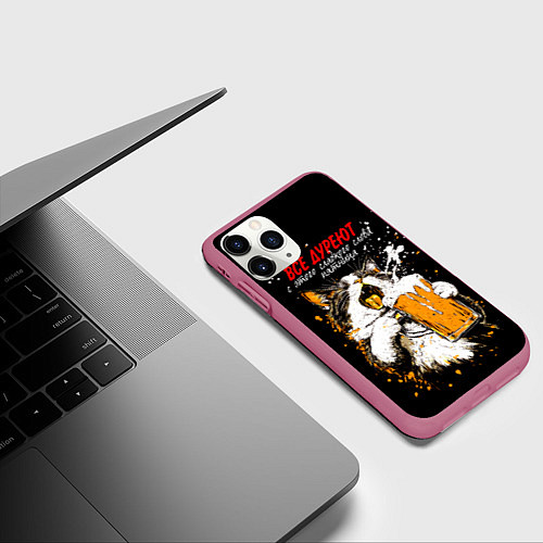 Чехол iPhone 11 Pro матовый Все дуреют с этого сладкого слова - пятница / 3D-Малиновый – фото 3
