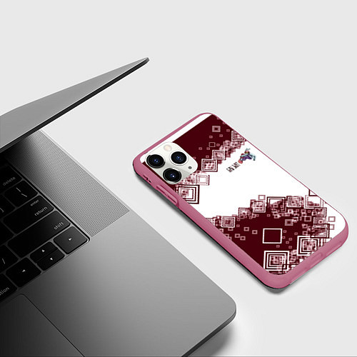 Чехол iPhone 11 Pro матовый Сноуборд горы зовут / 3D-Малиновый – фото 3