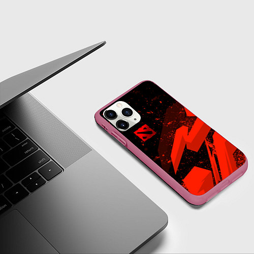 Чехол iPhone 11 Pro матовый Dota 2 - красные брызги / 3D-Малиновый – фото 3