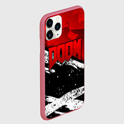 Чехол iPhone 11 Pro матовый Дум - белый и красный, цвет: 3D-малиновый — фото 2
