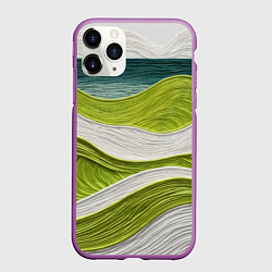 Чехол iPhone 11 Pro матовый Лаймовые волны, цвет: 3D-фиолетовый