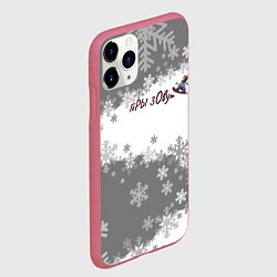 Чехол iPhone 11 Pro матовый Горы зовут сноуборд серый, цвет: 3D-малиновый — фото 2