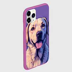 Чехол iPhone 11 Pro матовый Лабрадор на фиолетовом фоне, цвет: 3D-фиолетовый — фото 2