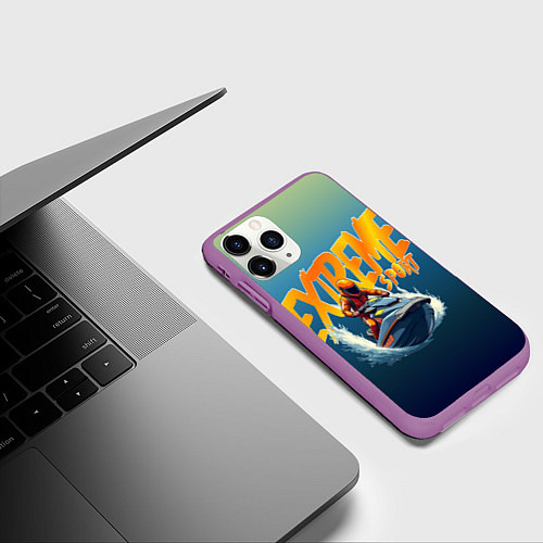 Чехол iPhone 11 Pro матовый Экстремальный гидроцикл / 3D-Фиолетовый – фото 3