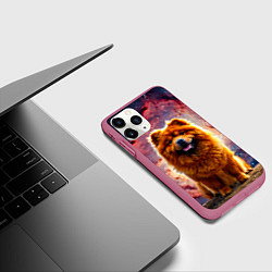 Чехол iPhone 11 Pro матовый Чау-чау в космосе, цвет: 3D-малиновый — фото 2