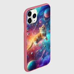 Чехол iPhone 11 Pro матовый Рыжий космический котёнок - неоновое свечение, цвет: 3D-малиновый — фото 2