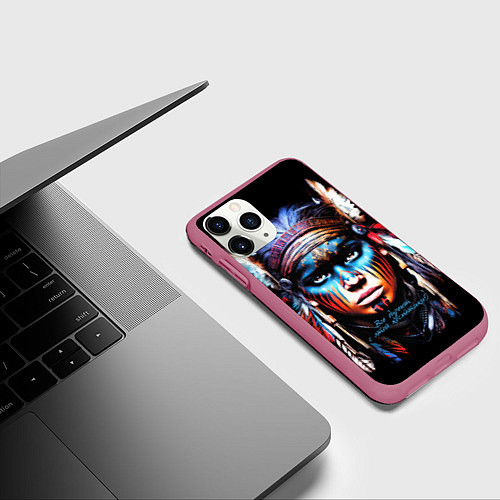 Чехол iPhone 11 Pro матовый Все дуреют с этой косметики / 3D-Малиновый – фото 3