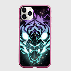 Чехол iPhone 11 Pro матовый Неоновый зверь, цвет: 3D-малиновый