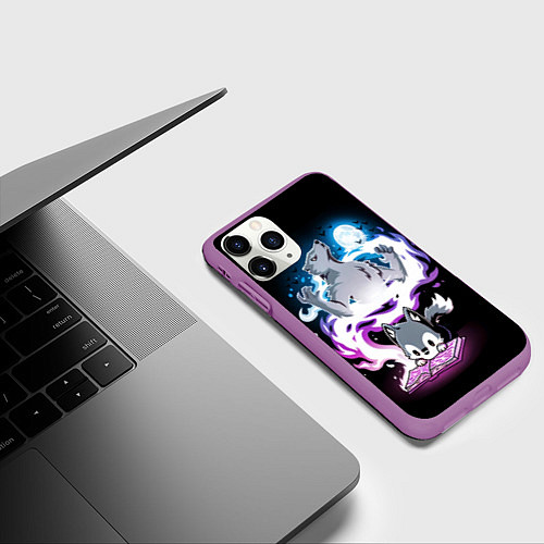 Чехол iPhone 11 Pro матовый Сказка юного волка / 3D-Фиолетовый – фото 3