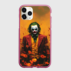 Чехол iPhone 11 Pro матовый Джокер в поле цветов, цвет: 3D-малиновый