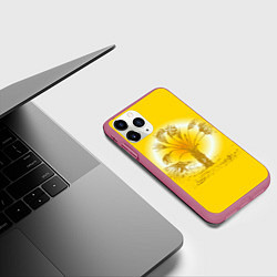 Чехол iPhone 11 Pro матовый Пальма на солнце, цвет: 3D-малиновый — фото 2