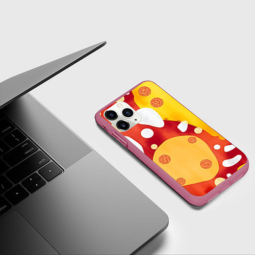 Чехол iPhone 11 Pro матовый Теплая африканская абстракция / 3D-Малиновый – фото 3