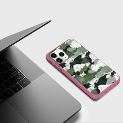 Чехол iPhone 11 Pro матовый Текстурный камуфляж, цвет: 3D-малиновый — фото 2