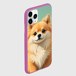 Чехол iPhone 11 Pro матовый Шпиц и пальмы, цвет: 3D-фиолетовый — фото 2
