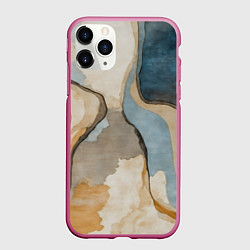 Чехол iPhone 11 Pro матовый Абстракция с песком и водой, цвет: 3D-малиновый